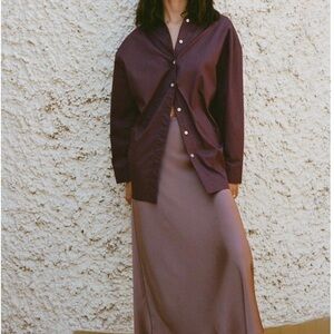 Zara oversized button down with back pleats, in wine / burgundy size L.